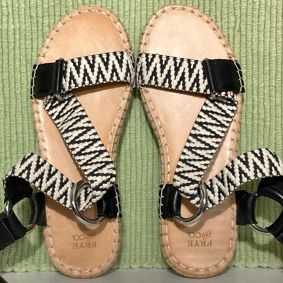 Frye & Co. Womens Kole Asymmetrical Black/White Strap Espadrille Sandals SZ 6.5M - Picture 5 of 11